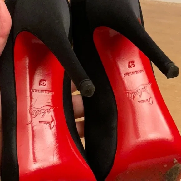 Christian Louboutin Paris US Size 7 VERY PRIVE 120 SATIN/KID TOE - Picture 11 of 15